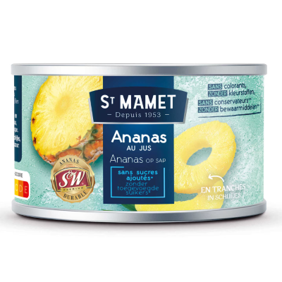 Buy onlineSaint-Mamet | Pineapple | Slices | Juice 135g from ST MANET