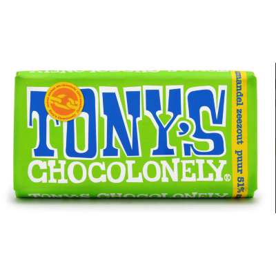 Buy onlineTony's Chocolonely | Chocolate | Black | Almond sea salt | Fairtrade 180g from Tony's Chocolonely