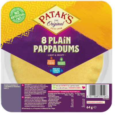Buy onlinePatak's | Pappadums | Nature 64 gr from PATAK'S