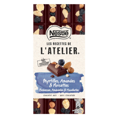 Buy onlineLes Recettes de l'Atelier | Chocolate | Black | Blueberries and almonds 170 gr from Les Recettes de l'Atelier